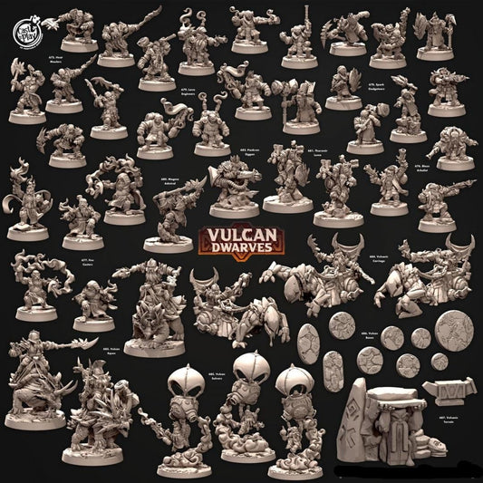 3D Printed Cast n Play 683 Vulcan Eques Vulcan Dwarves Set 28mm 32mm D&D - 3D Printing Boss 
