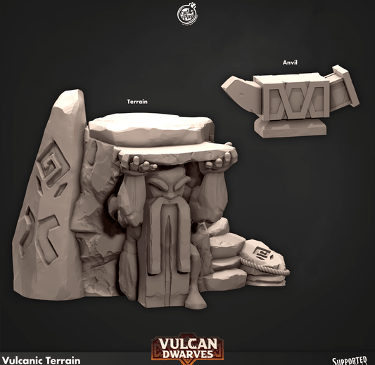 3D Printed Cast n Play 687 Vulcanic Terrain Vulcan Dwarves Set 28mm 32mm D&D - 3D Printing Boss 