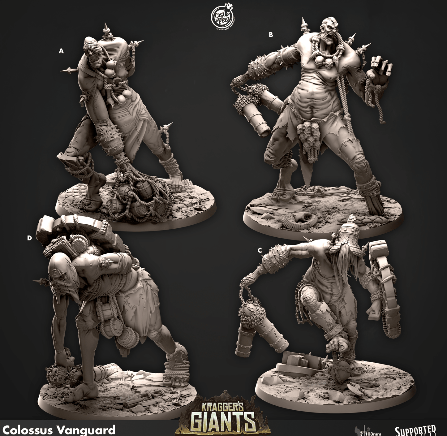 3D Printed Cast n Play 691 Colossus Vanguard Kragger's Giants Set 28mm 32mm D&D - 3D Printing Boss 