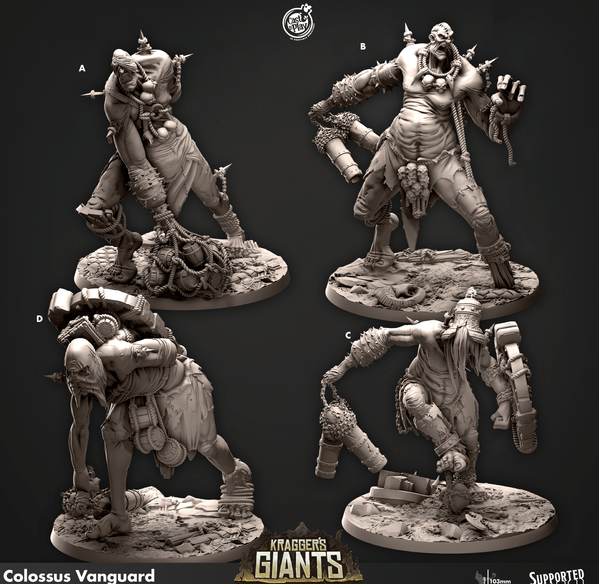 3D Printed Cast n Play 691 Colossus Vanguard Kragger's Giants Set 28mm 32mm D&D - 3D Printing Boss 