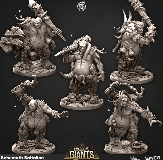 3D Printed Cast n Play 693 Behemoth Battalion Kragger's Giants Set 28mm 32mm D&D - 3D Printing Boss 