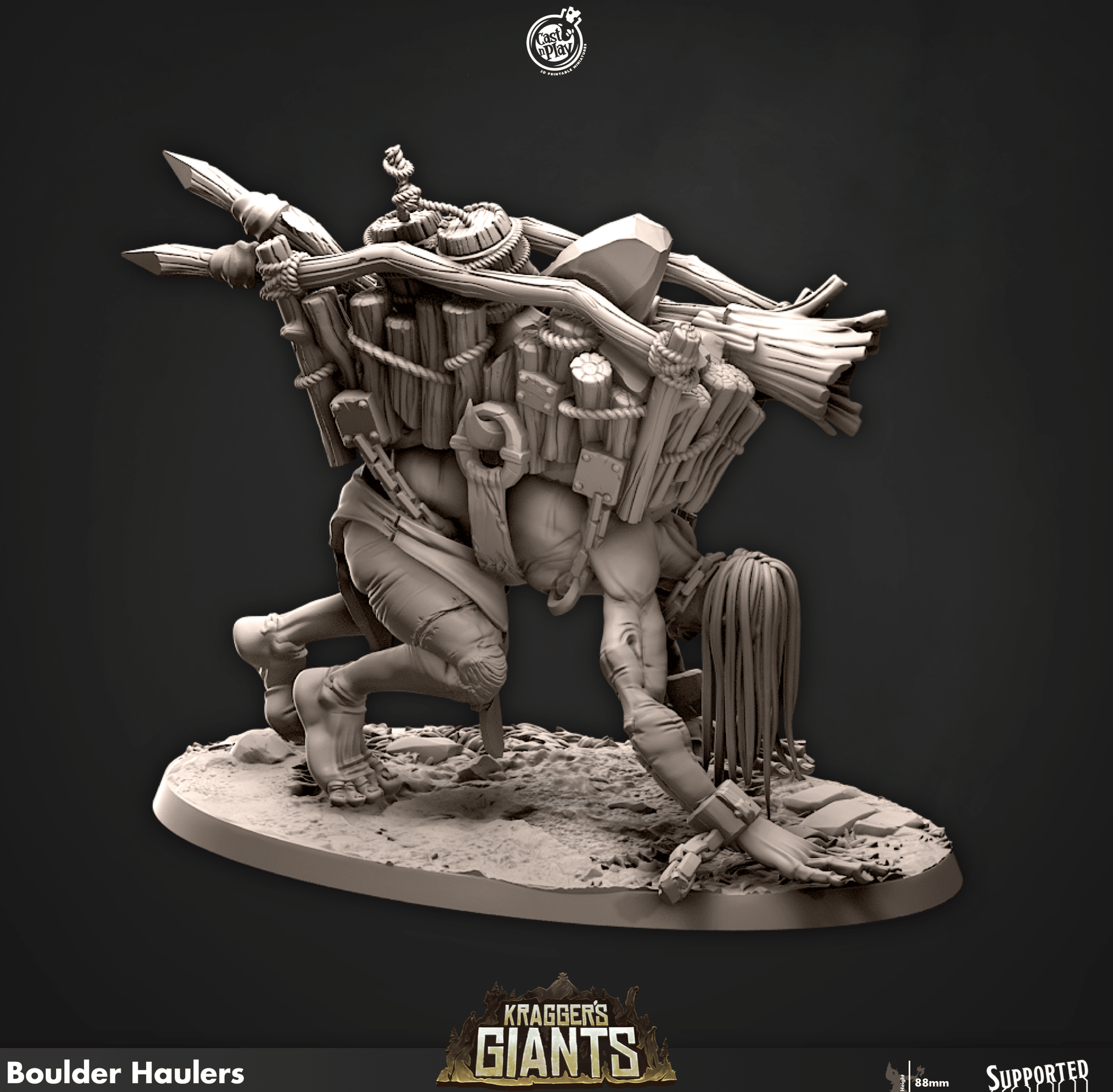 3D Printed Cast n Play 694 Boulder Haulers Kragger's Giants Set 28mm 32mm D&D - 3D Printing Boss 