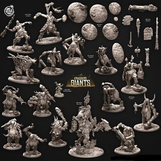3D Printed Cast n Play 694 Boulder Haulers Kragger's Giants Set 28mm 32mm D&D - 3D Printing Boss 