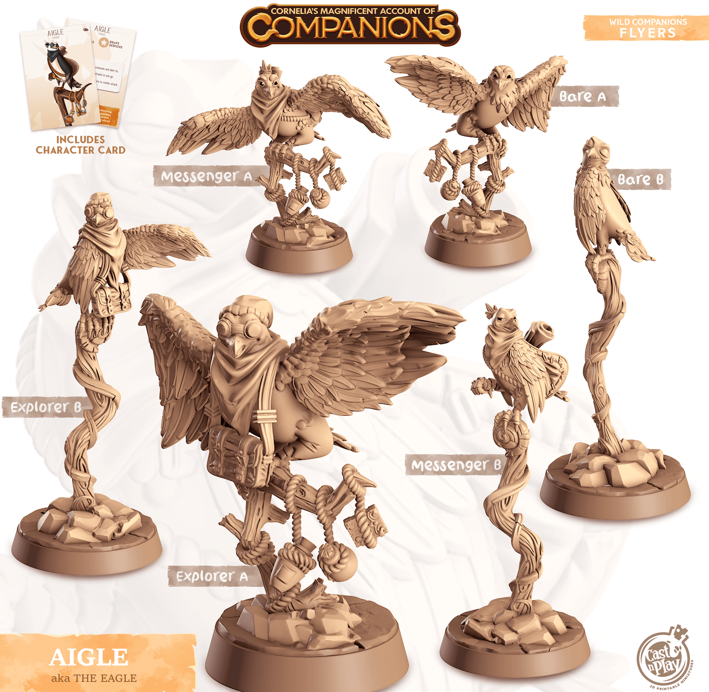 3D Printed Cast n Play Aigle - Eagle Companions 28mm 32mm D&D - 3D Printing Boss 