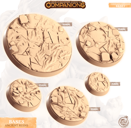 3D Printed Cast n Play Ancient Ruins Bases Companion's Bases - Master Pack Companions 28mm 32mm D&D - 3D Printing Boss 