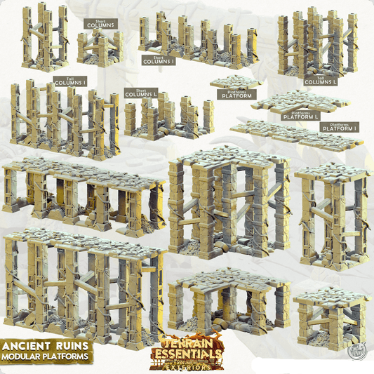 3D Printed Cast n Play Ancient Ruins - Modular Platforms Ancient Ruins Set 28mm 32mm D&D - 3D Printing Boss 