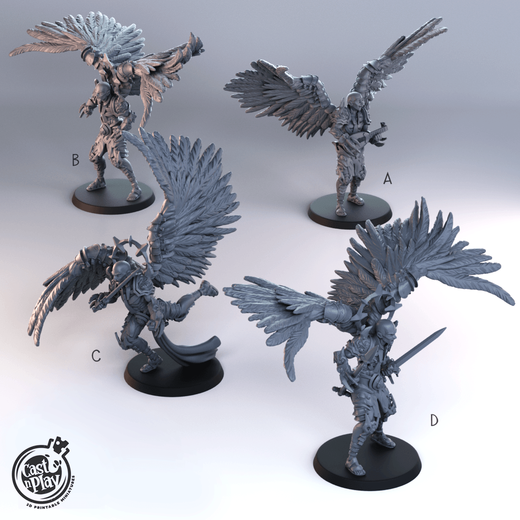 3D Printed Cast n Play - Angel Warrior Set 28mm 32mm D&D - 3D Printing Boss 