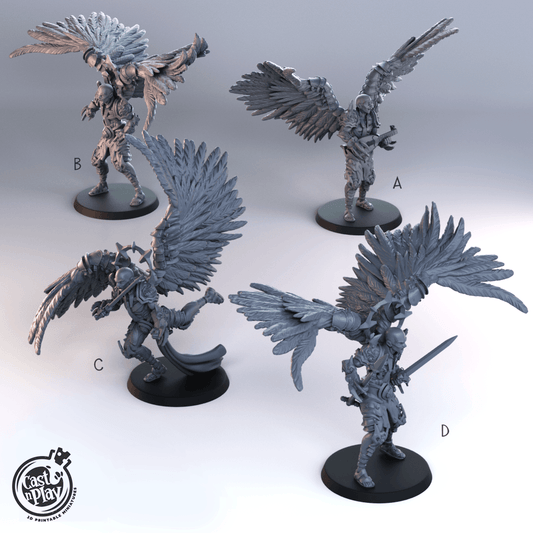 3D Printed Cast n Play - Angel Warrior Set 28mm 32mm D&D - 3D Printing Boss 