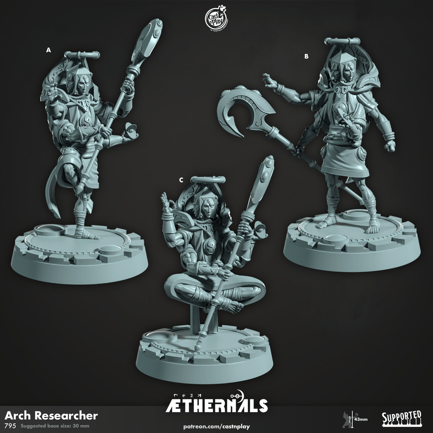 3D Printed Cast n Play Arch Researcher Aethernals Collection 28mm 32mm D&D - 3D Printing Boss 