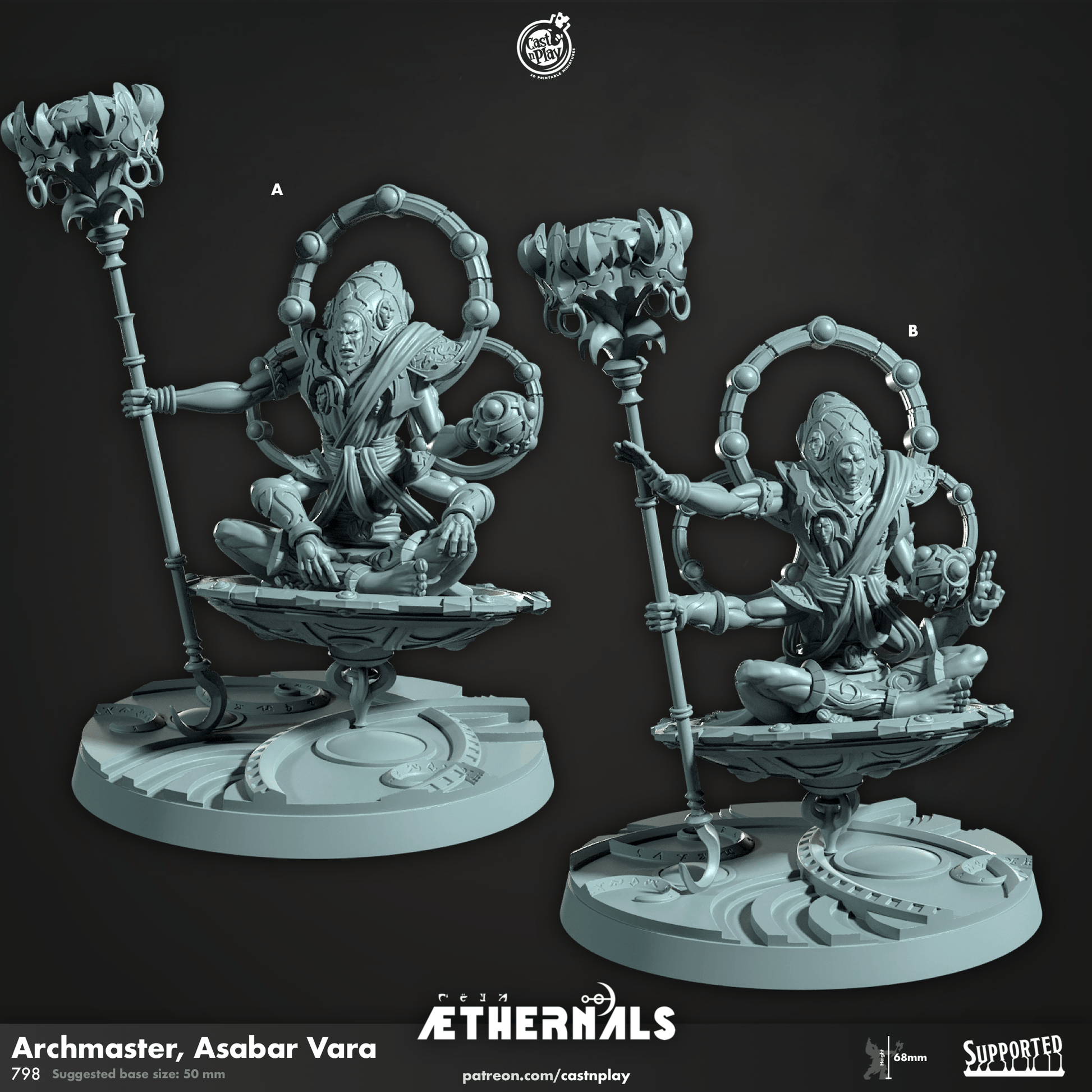 3D Printed Cast n Play Archmaster Asabar Vara Aethernals Collection 28mm 32mm D&D - 3D Printing Boss 