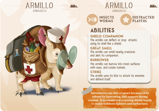 3D Printed Cast n Play Armillo - Armadillo Companions 28mm 32mm D&D - 3D Printing Boss 
