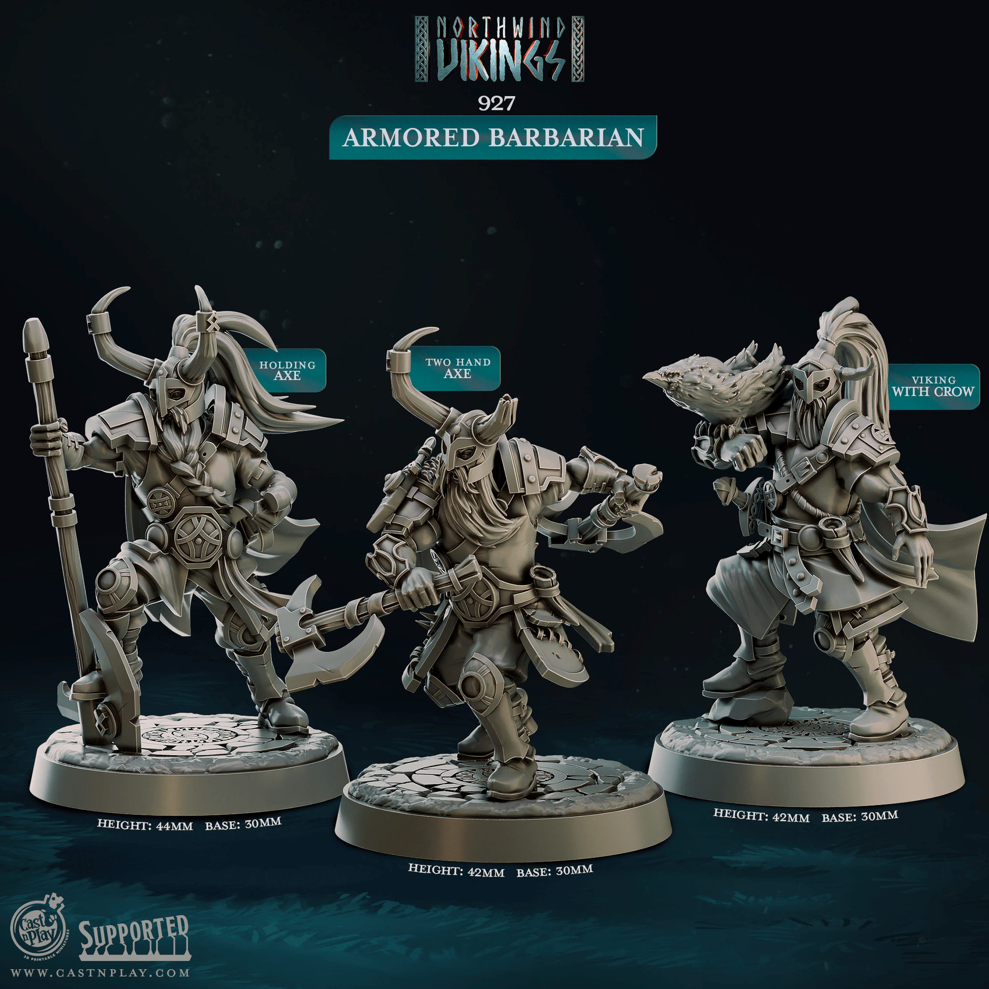 3D Printed Cast n Play Armored Barbarian Northwind Vikings 28mm 32mm D&D - 3D Printing Boss 