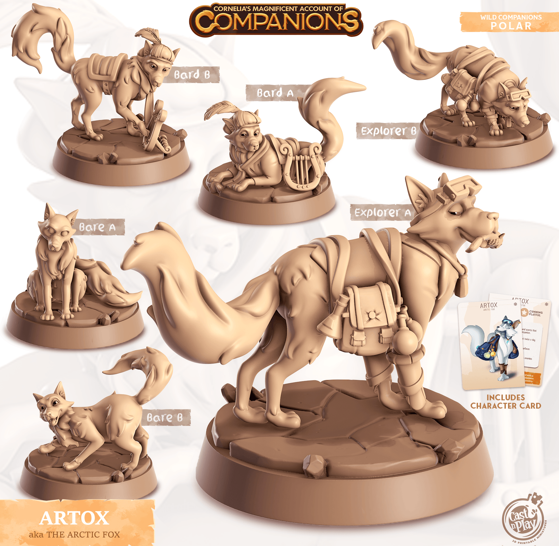 3D Printed Cast n Play Artox - The Arctic Fox Companions 28mm 32mm D&D - 3D Printing Boss 