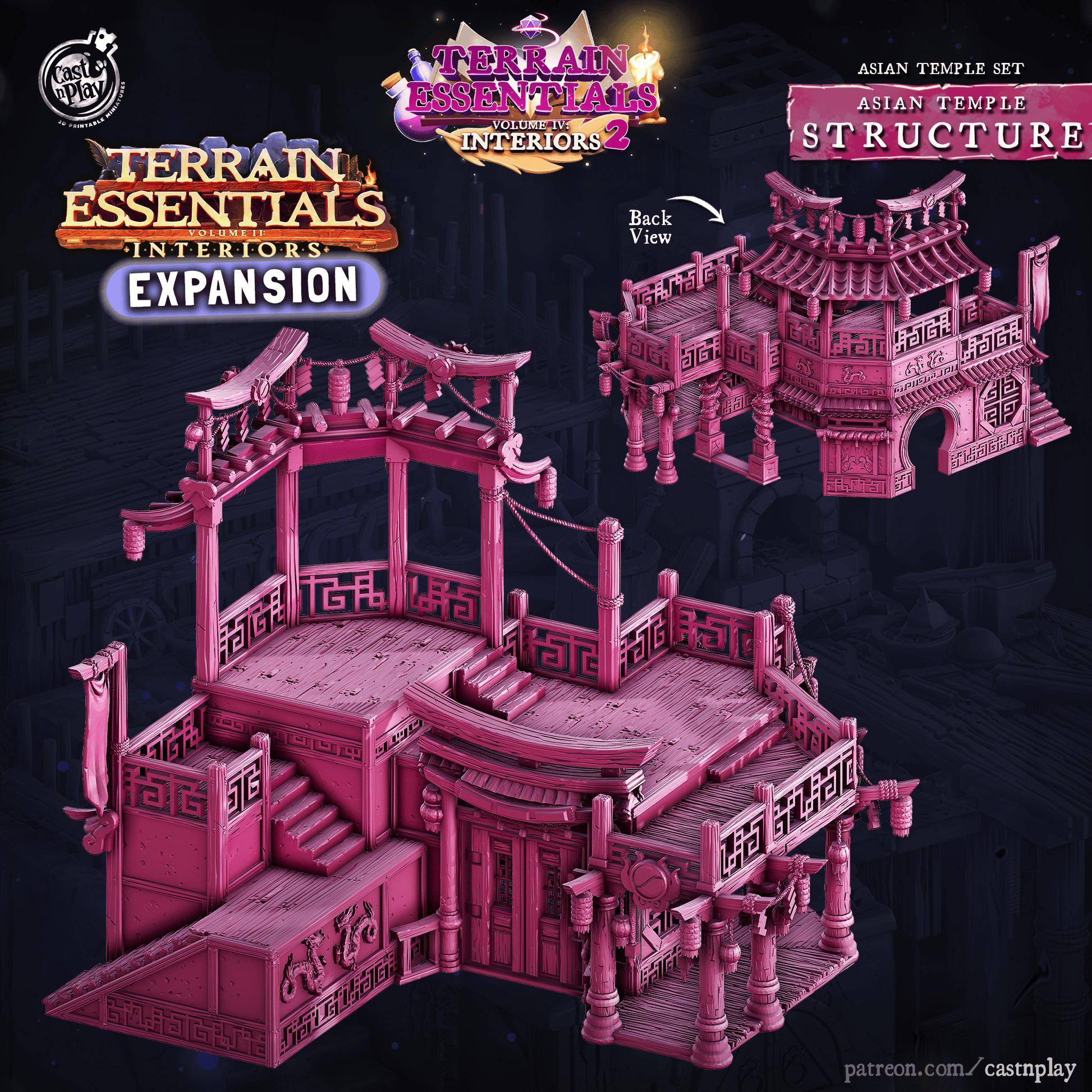 3D Printed Cast n Play Asian Temple Set Structure 28mm 32mm D&D - 3D Printing Boss 