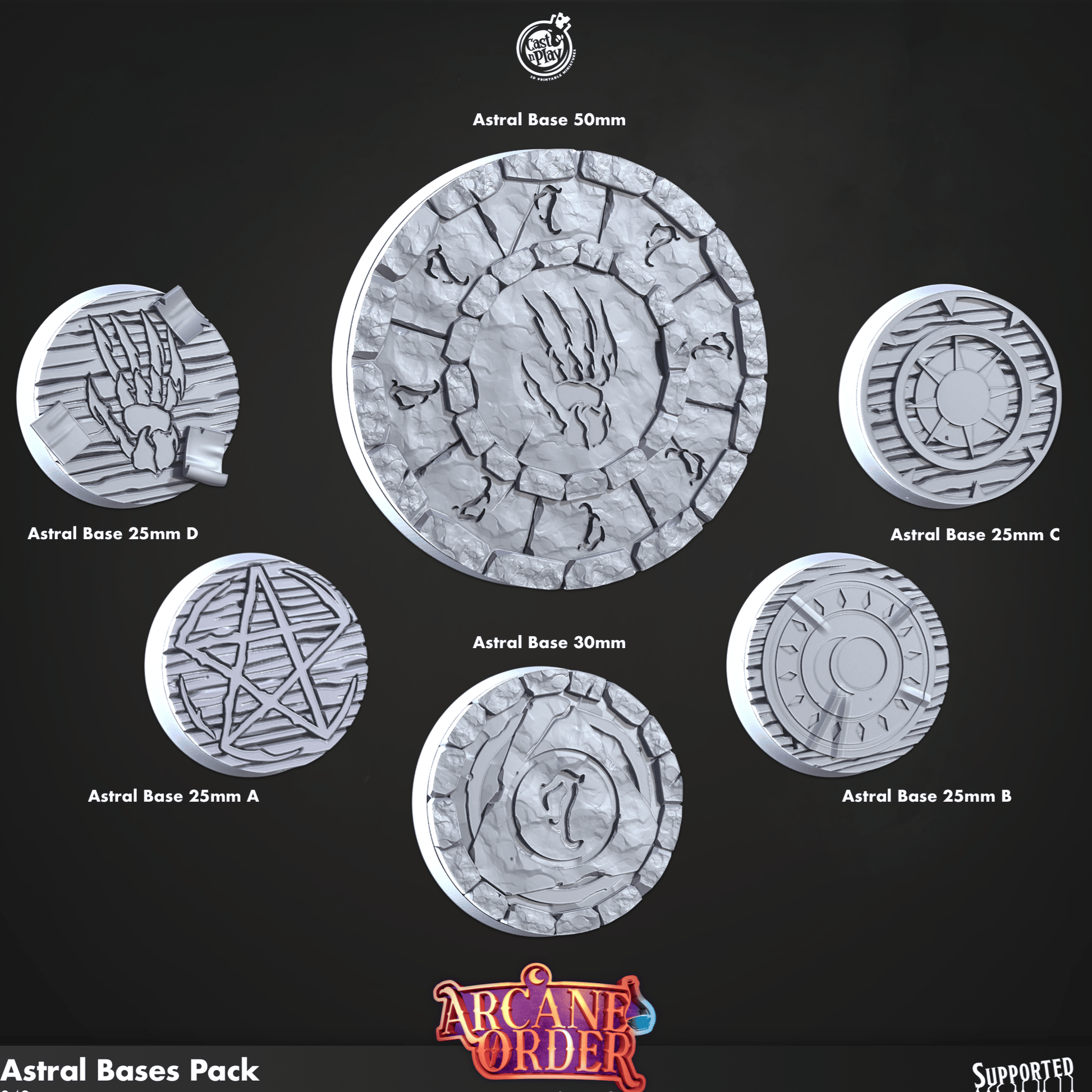 3D Printed Cast n Play Astral Bases Pack 28mm 32mm D&D - 3D Printing Boss 