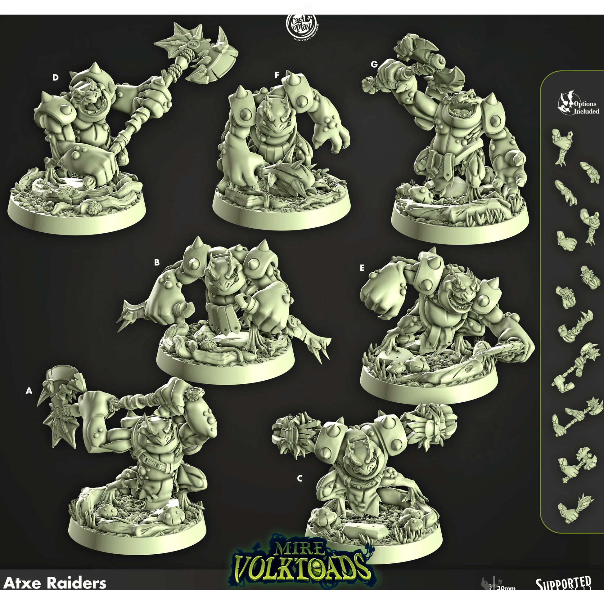 3D Printed Cast n Play Atxe Raiders Mire Volktoads Set 28mm 32mm D&D - 3D Printing Boss 