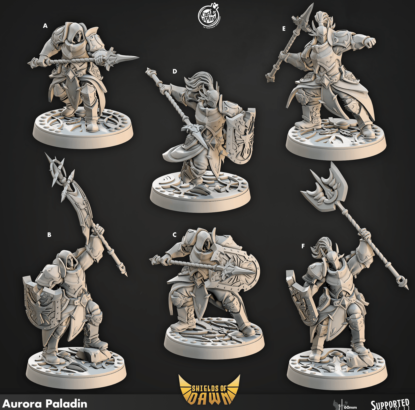 3D Printed Cast n Play Aurora Paladin Shields of Dawn 28mm 32mm D&D - 3D Printing Boss 