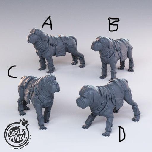 3D Printed Cast n Play - Bandit Mastiffs Set 28mm 32mm D&D - 3D Printing Boss 
