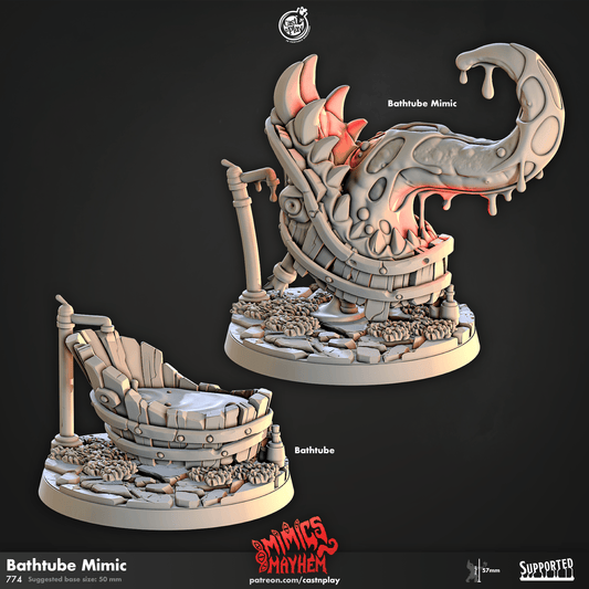3D Printed Cast n Play Bathtube Mimic Mimics Mayhem Set 28mm 32mm D&D - 3D Printing Boss 