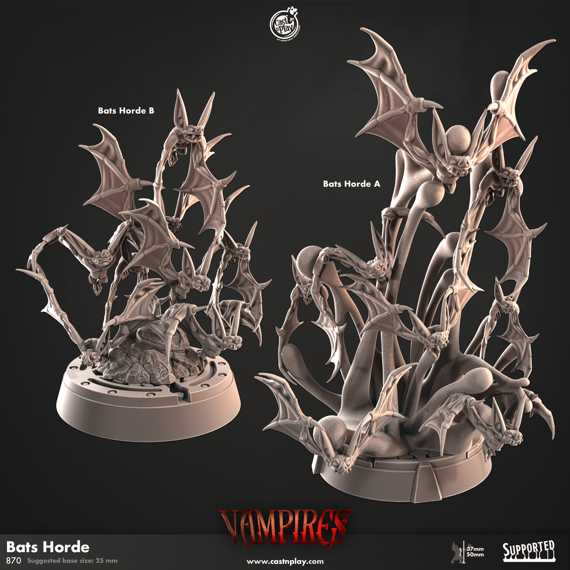 3D Printed Cast n Play Bats Cloud Vampires Set 28mm 32mm D&D - 3D Printing Boss 