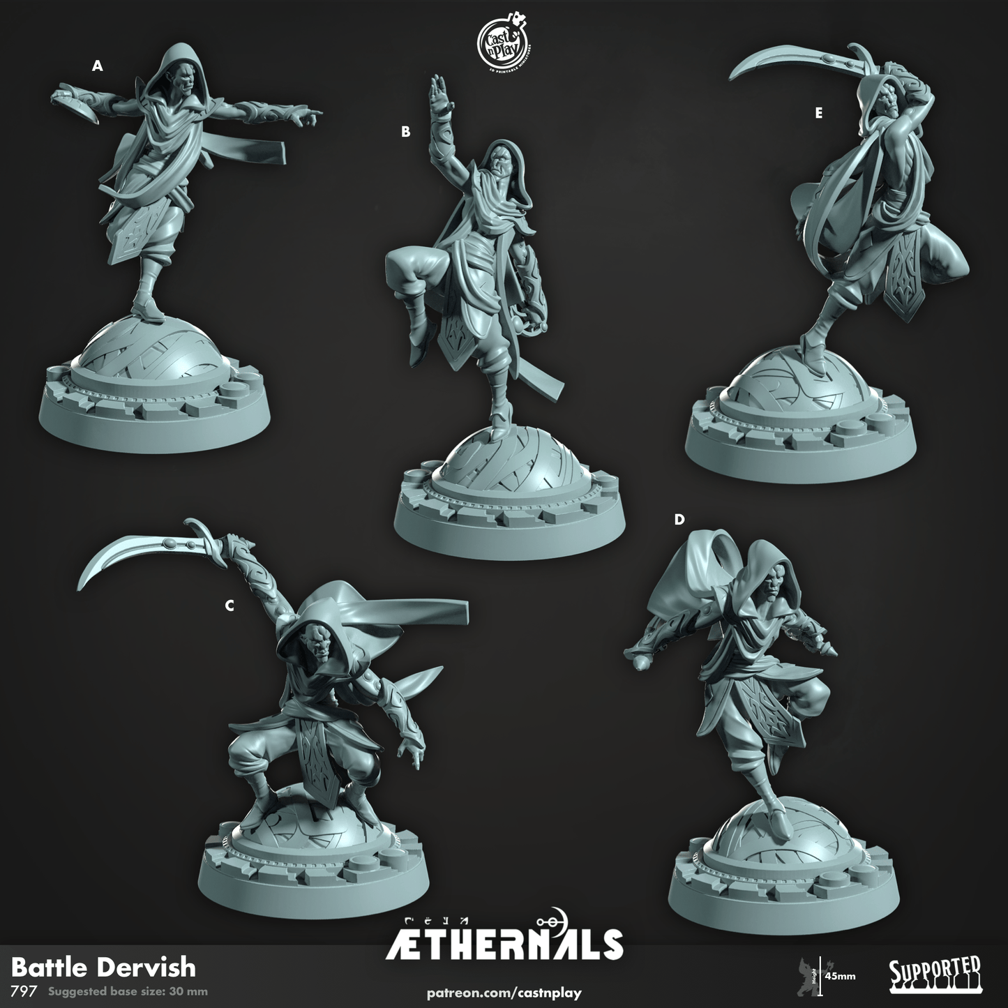 3D Printed Cast n Play Battle Dervish Aethernals Collection 28mm 32mm D&D - 3D Printing Boss 