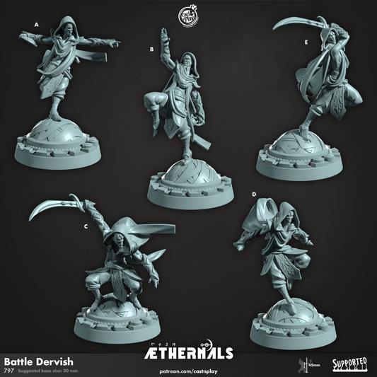 3D Printed Cast n Play Battle Dervish Aethernals Collection 28mm 32mm D&D - 3D Printing Boss 