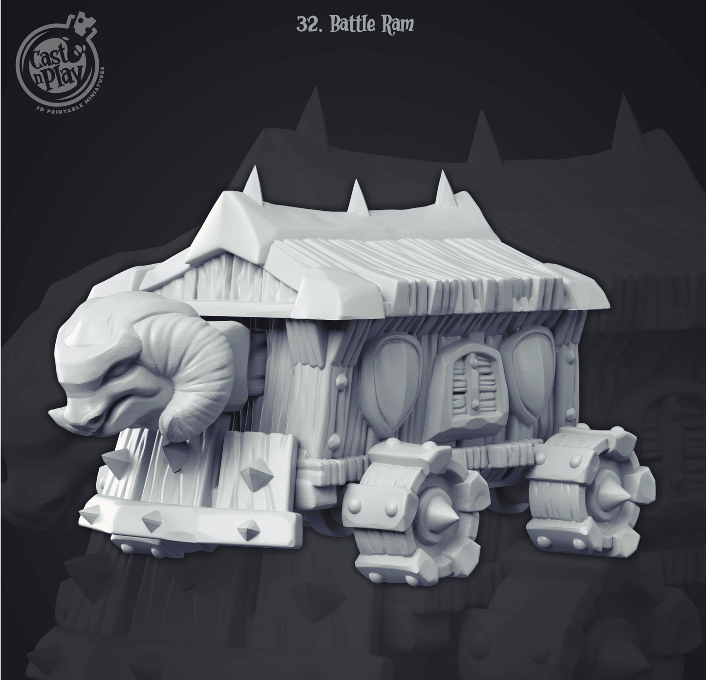 3D Printed Cast n Play Battle Ram 28mm 32mm D&D - 3D Printing Boss 