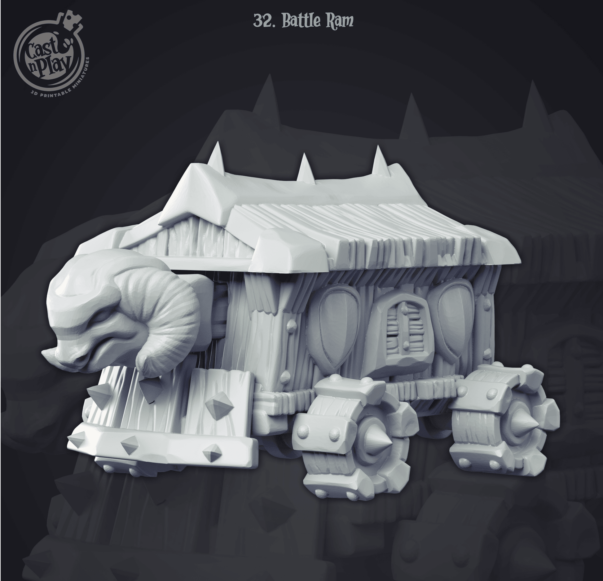 3D Printed Cast n Play Battle Ram 28mm 32mm D&D - 3D Printing Boss 