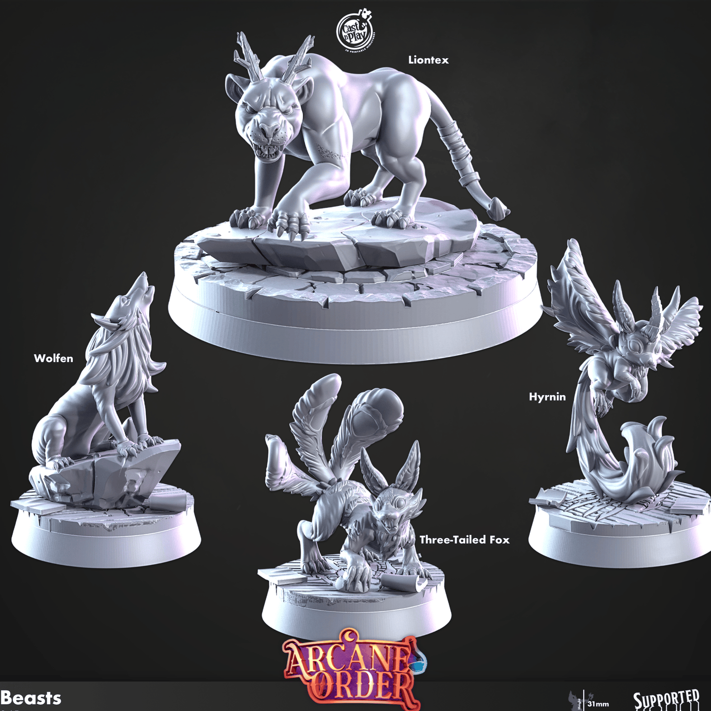 3D Printed Cast n Play Beasts Set 28mm 32mm D&D - 3D Printing Boss 