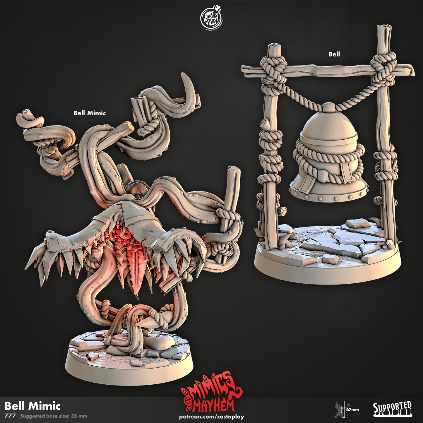3D Printed Cast n Play Bell Mimic Mimics Mayhem Set 28mm 32mm D&D - 3D Printing Boss 