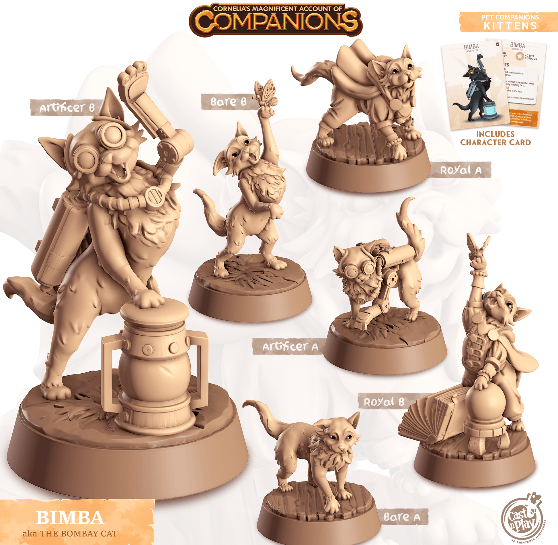 3D Printed Cast n Play Bimba - Bombay Cat Companions 28mm 32mm D&D - 3D Printing Boss 
