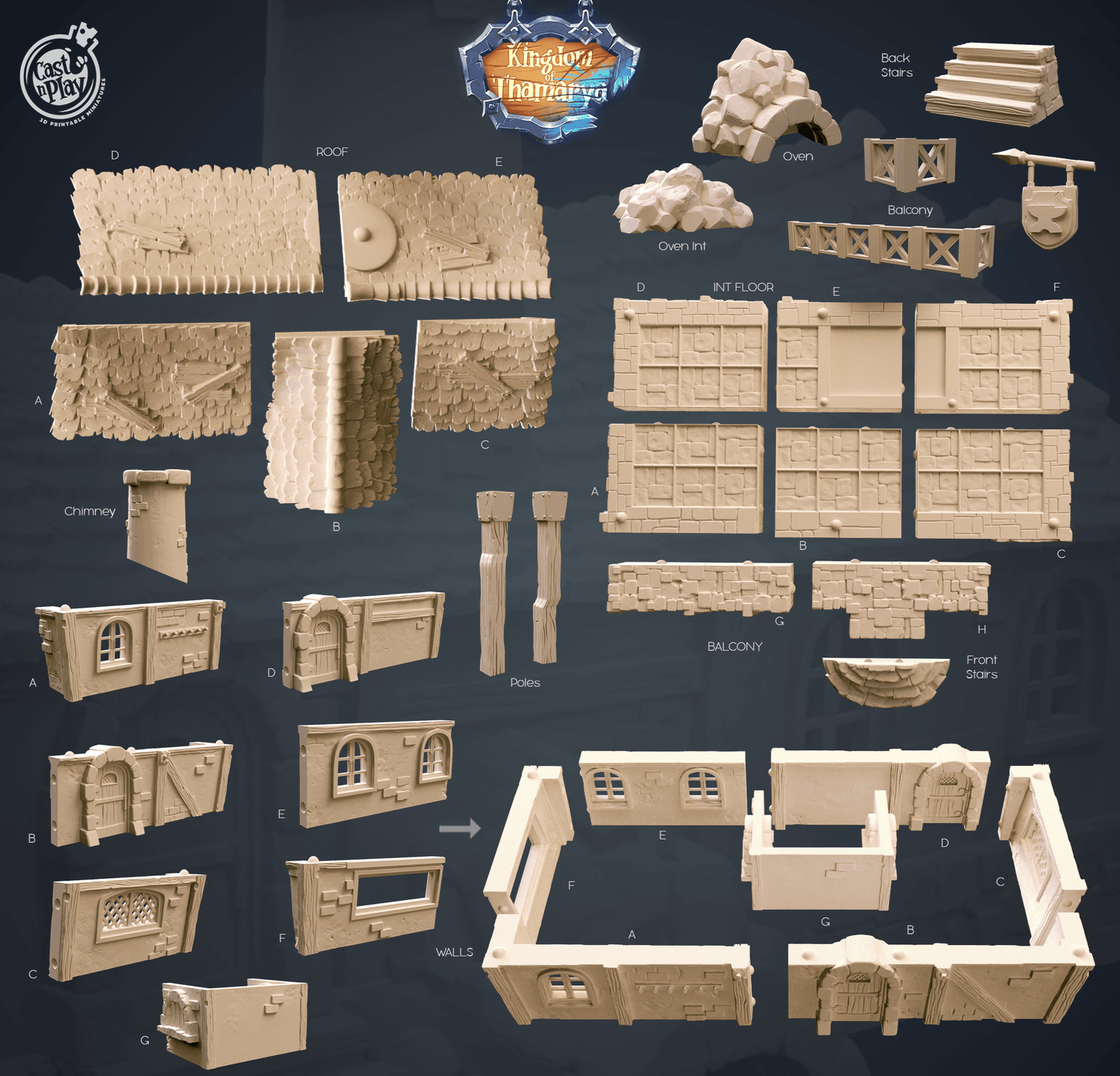3D Printed Cast n Play Blacksmith's Workshop Kingdom Of Thamarya 28mm 32mm D&D - 3D Printing Boss 