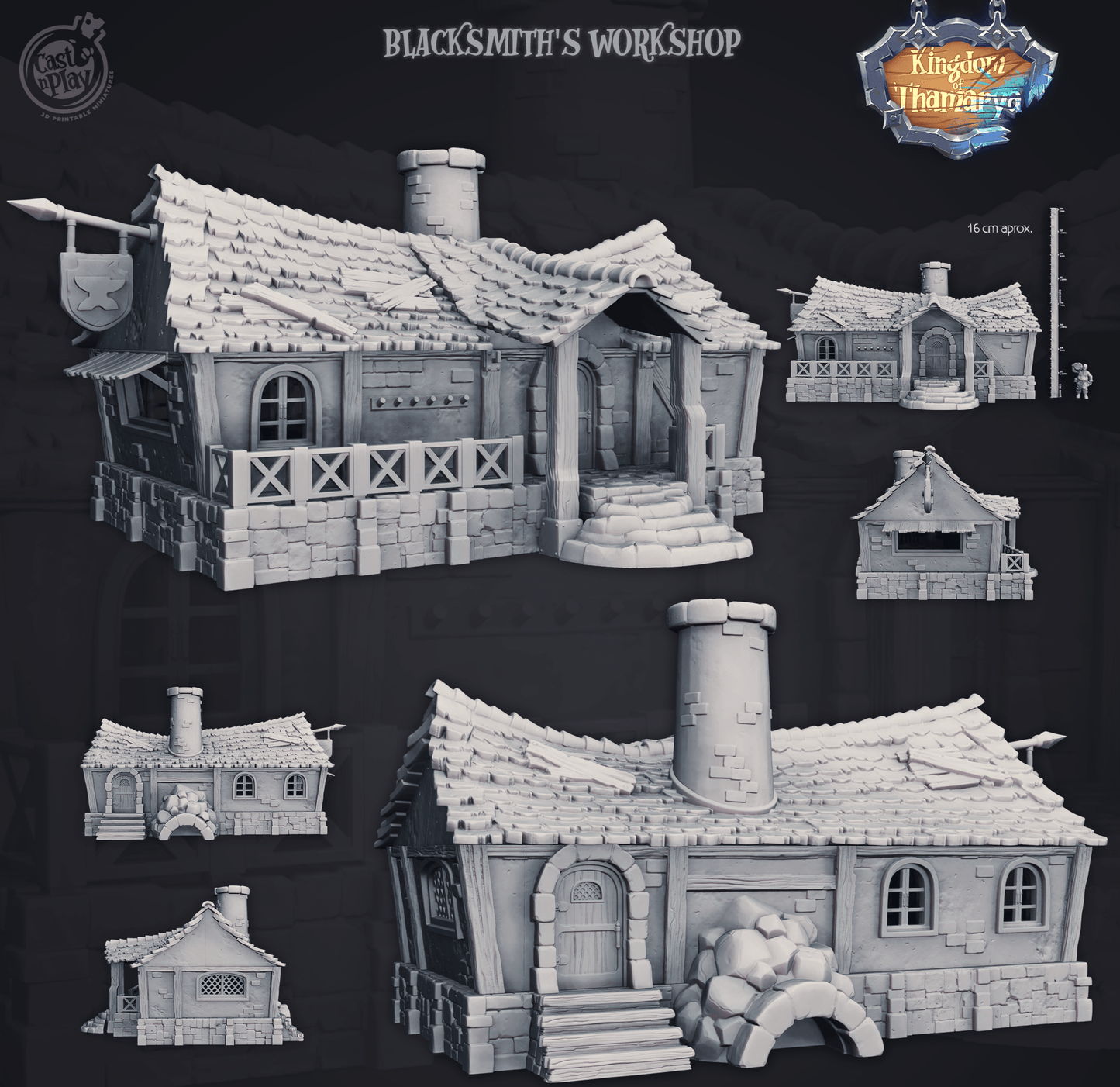 3D Printed Cast n Play Blacksmith's Workshop Kingdom Of Thamarya 28mm 32mm D&D - 3D Printing Boss 