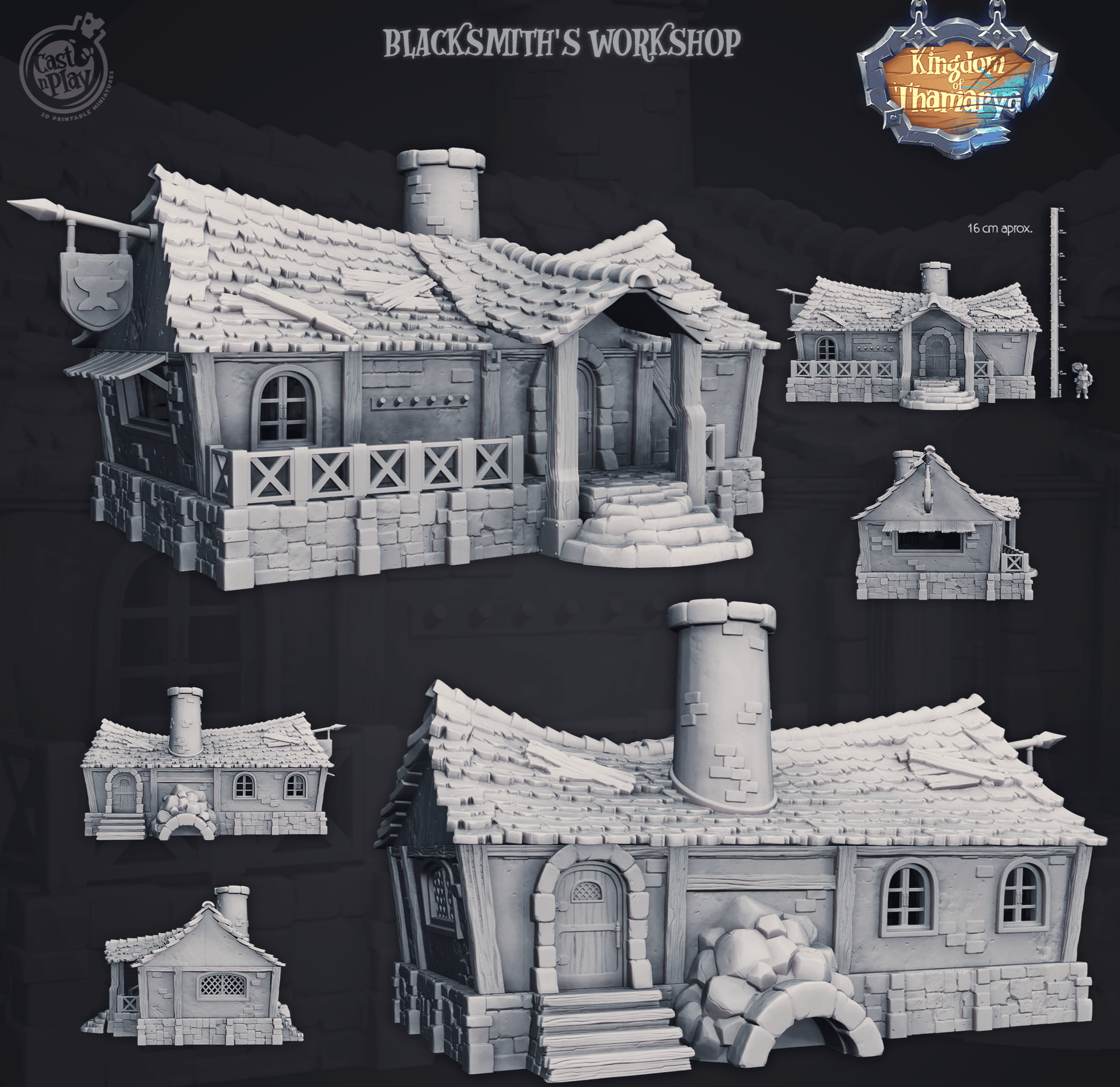 3D Printed Cast n Play Blacksmith's Workshop Kingdom Of Thamarya 28mm 32mm D&D - 3D Printing Boss 