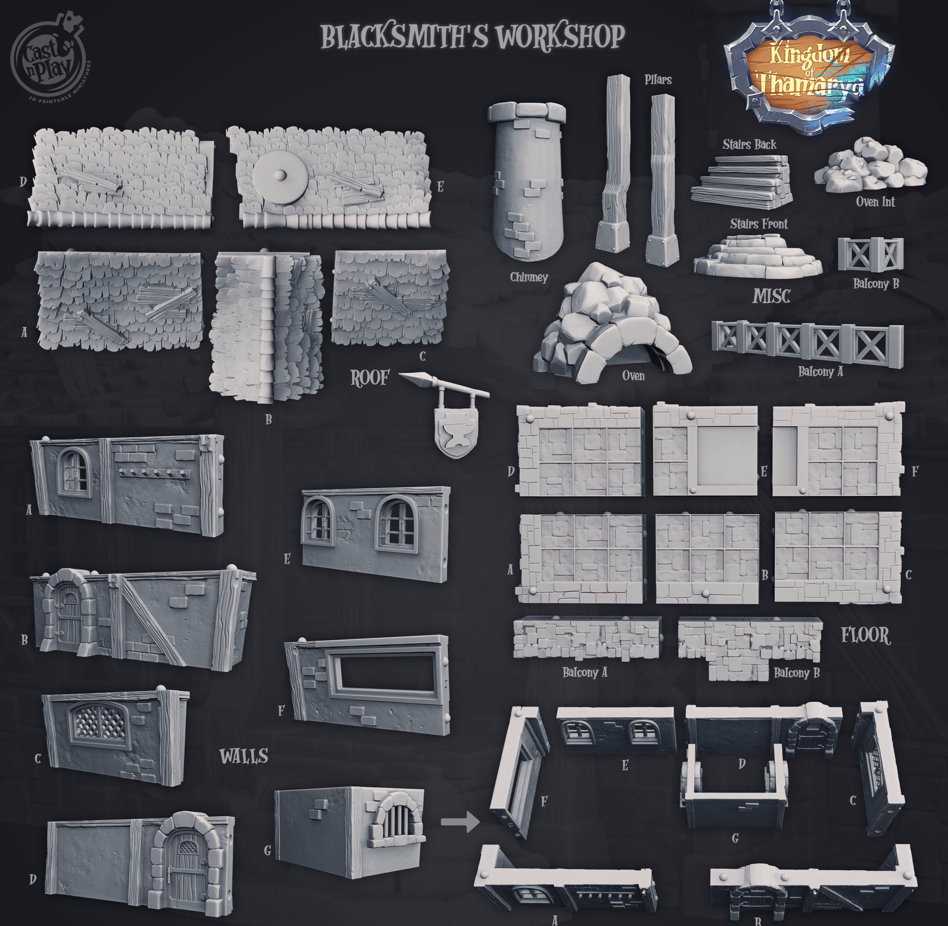 3D Printed Cast n Play Blacksmith's Workshop Kingdom Of Thamarya 28mm 32mm D&D - 3D Printing Boss 