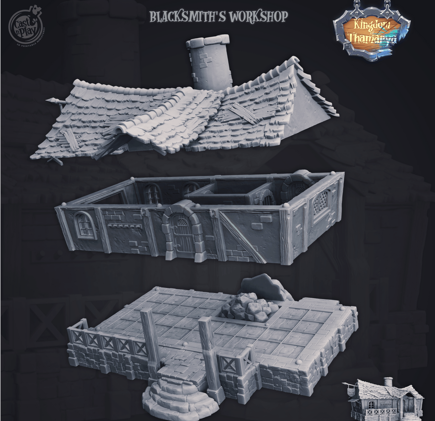 3D Printed Cast n Play Blacksmith's Workshop Kingdom Of Thamarya 28mm 32mm D&D - 3D Printing Boss 