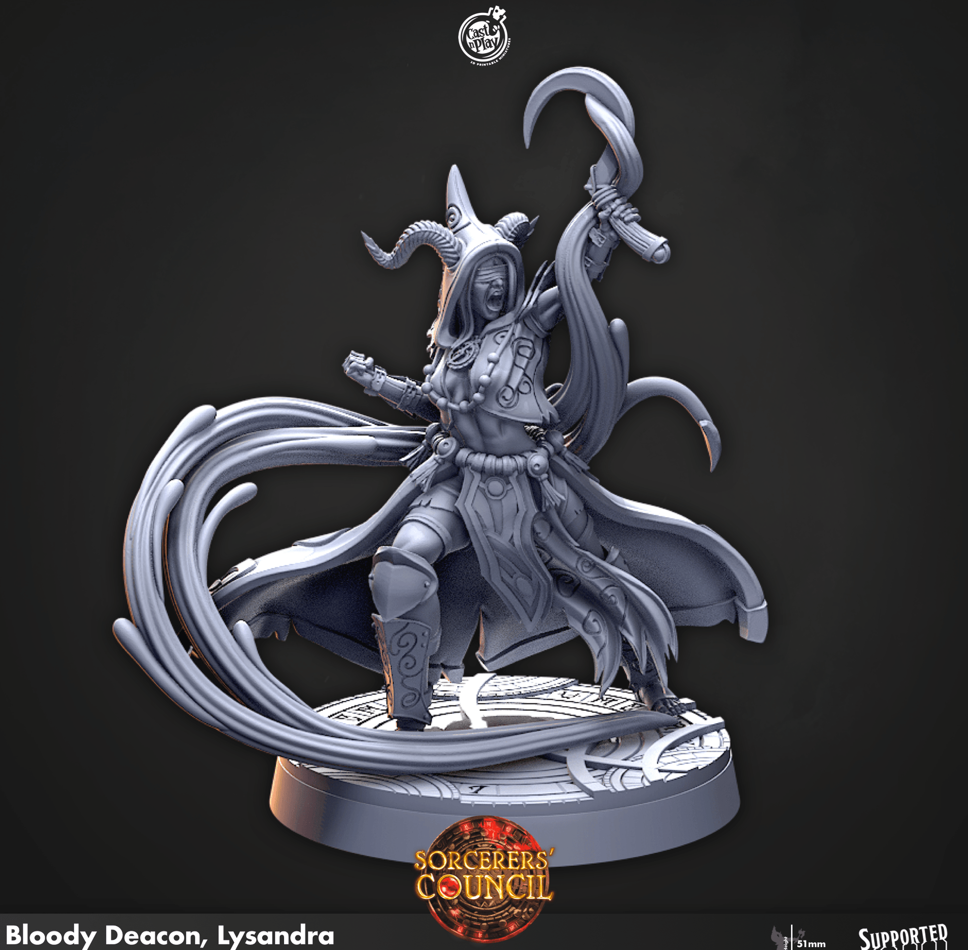3D Printed Cast n Play Bloody Deacon, Lysandra Sorcerers Council 28mm 32mm D&D - 3D Printing Boss 