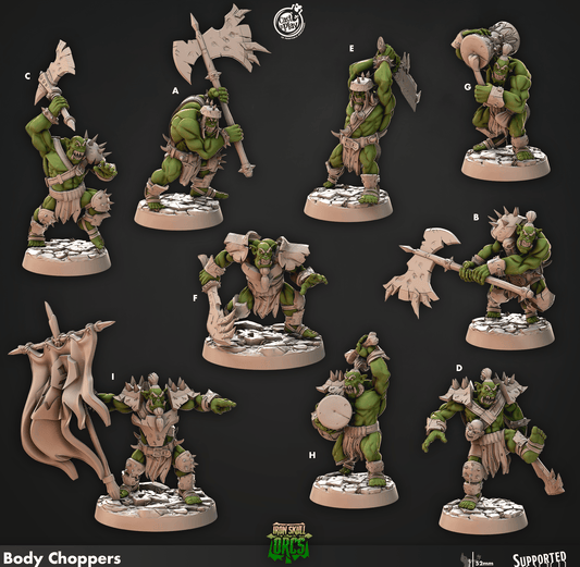 3D Printed Cast n Play Body Choppers Iron Skull Orcs 28mm 32mm D&D - 3D Printing Boss 
