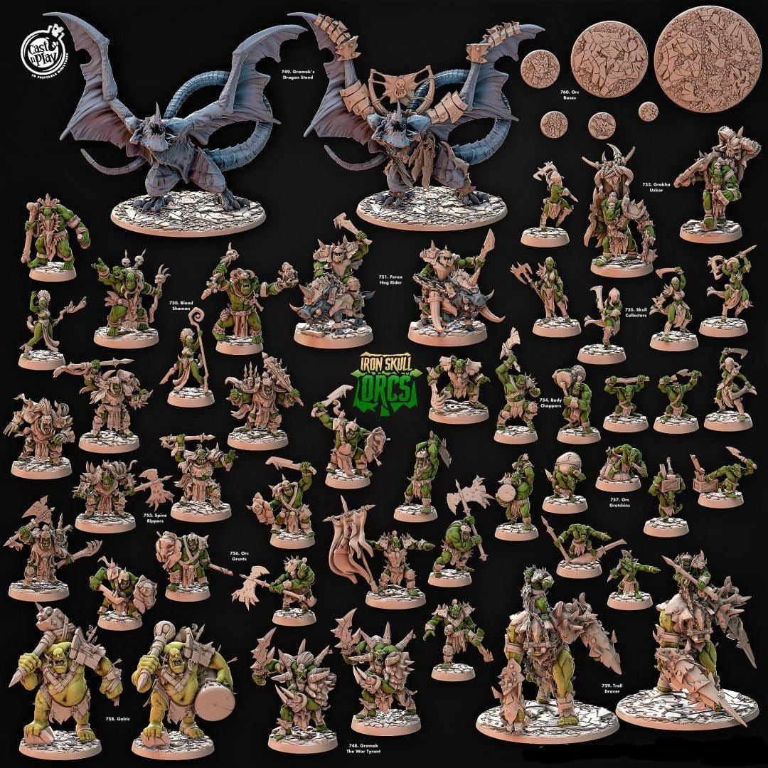 3D Printed Cast n Play Body Choppers Iron Skull Orcs 28mm 32mm D&D - 3D Printing Boss 