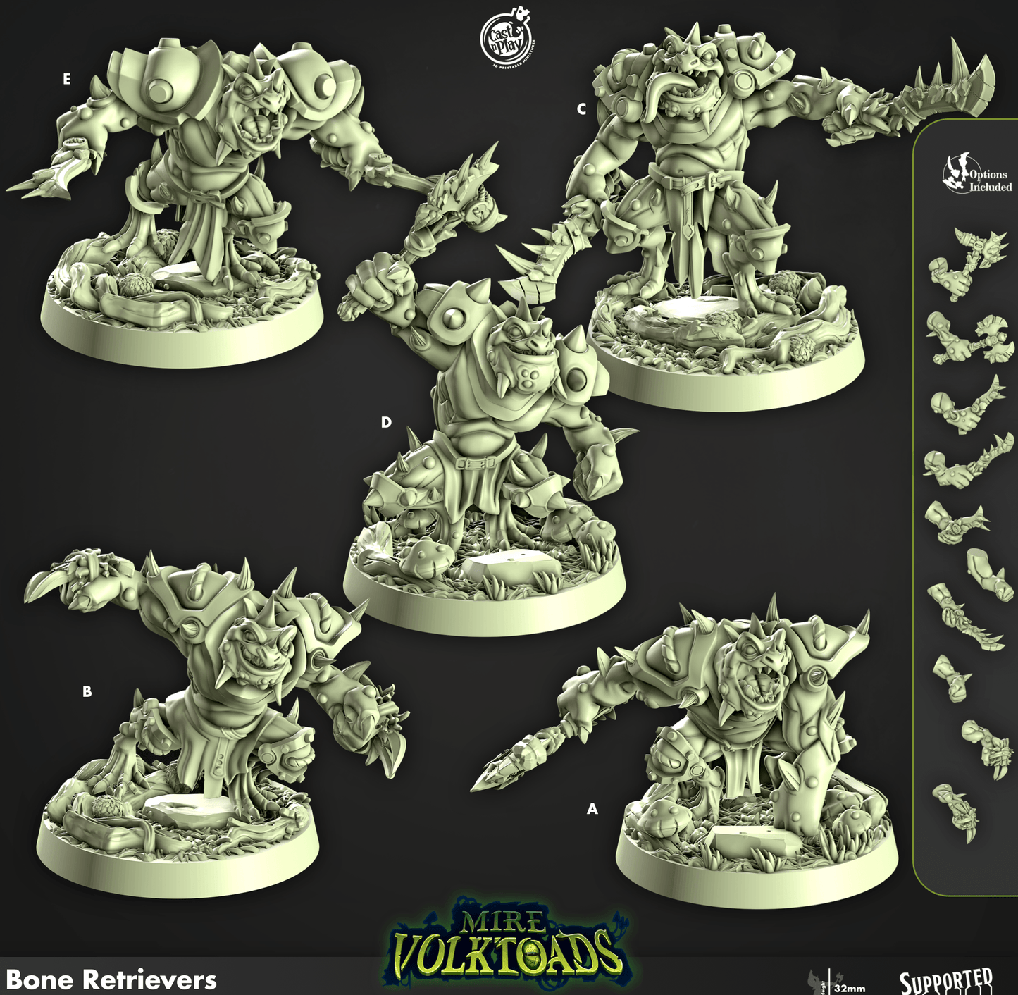 3D Printed Cast n Play Bone Retrievers Mire Volktoads Set 28mm 32mm D&D - 3D Printing Boss 