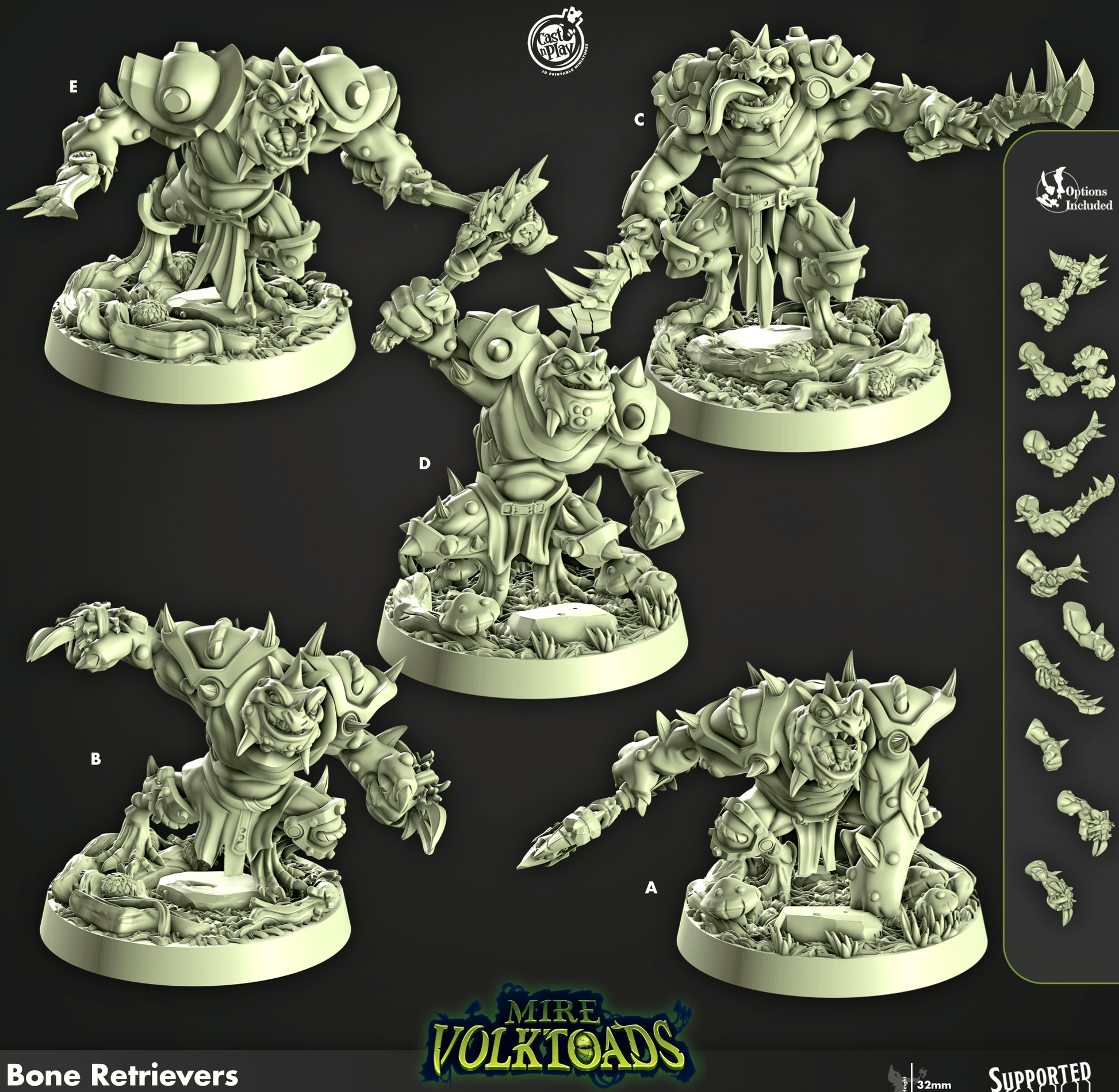 3D Printed Cast n Play Bone Retrievers Mire Volktoads Set 28mm 32mm D&D - 3D Printing Boss 