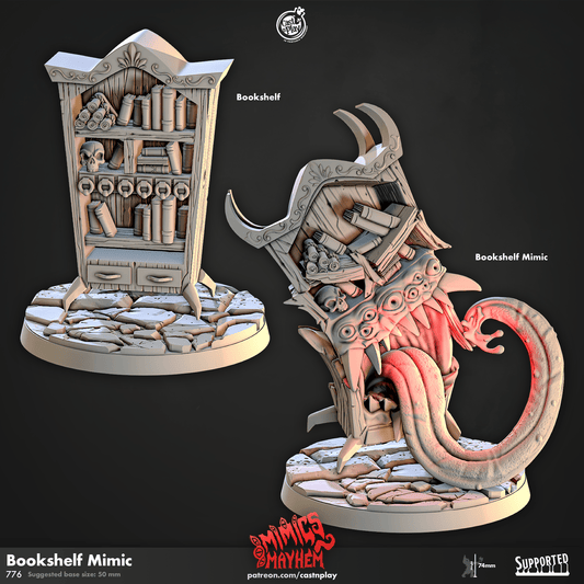 3D Printed Cast n Play Book Shelf Mimic Mimics Mayhem Set 28mm 32mm D&D - 3D Printing Boss 