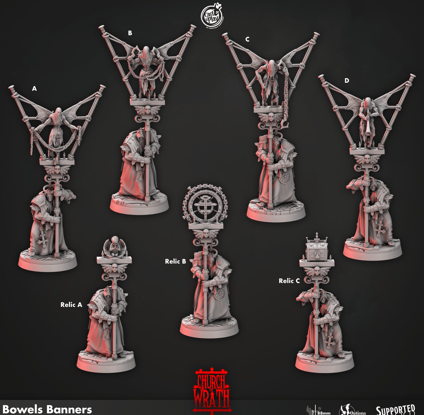 3D Printed Cast n Play Bowels Banners Church of Wrath 28mm 32mm D&D - 3D Printing Boss 