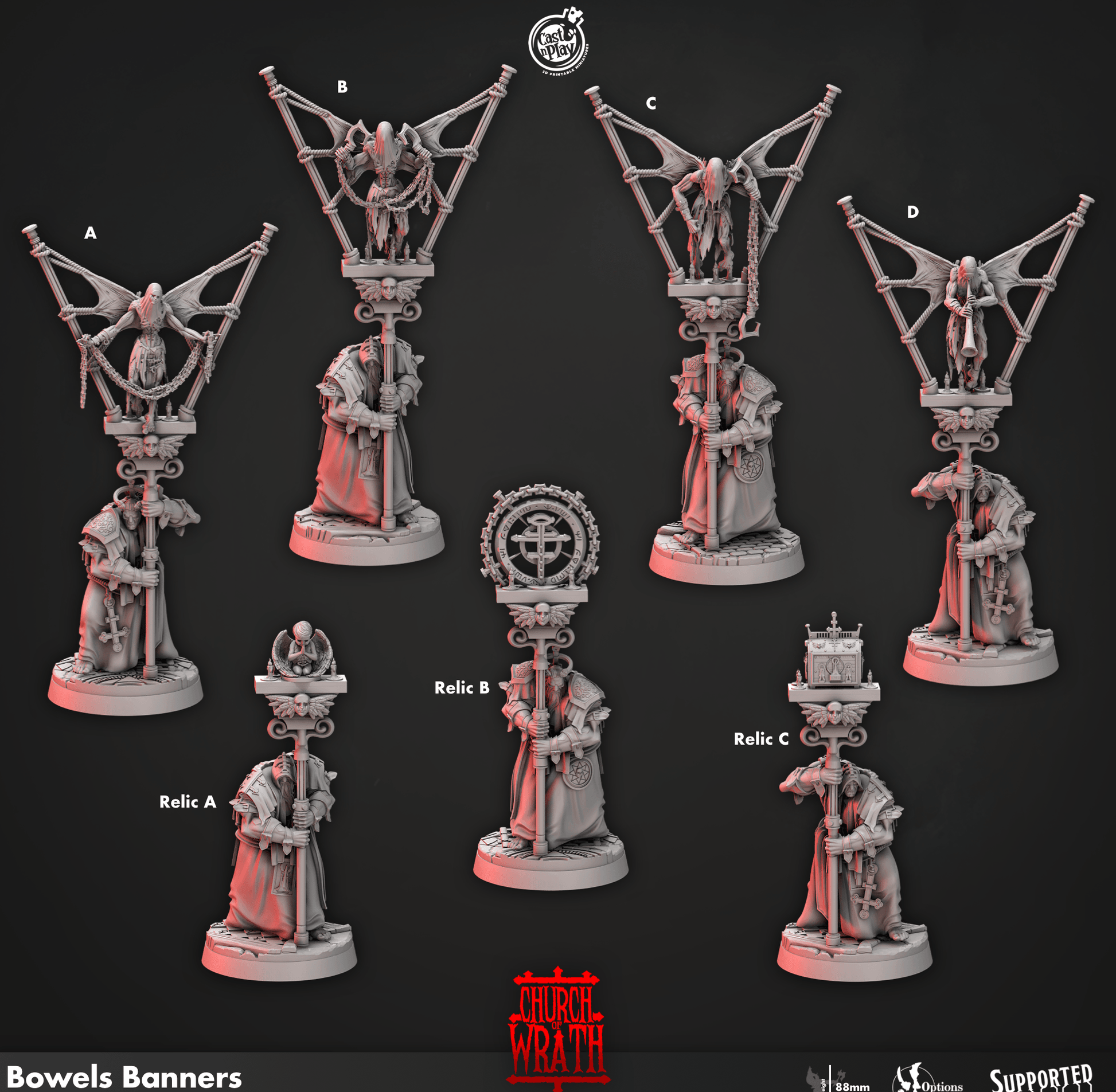 3D Printed Cast n Play Bowels Banners Church of Wrath 28mm 32mm D&D - 3D Printing Boss 
