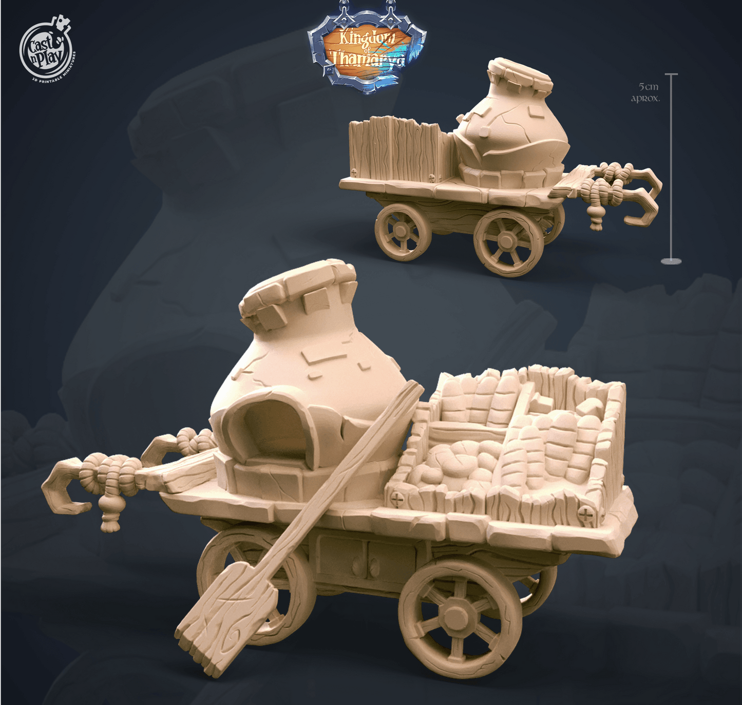 3D Printed Cast n Play Bread Cart Kingdom Of Thamarya 28mm 32mm D&D - 3D Printing Boss 