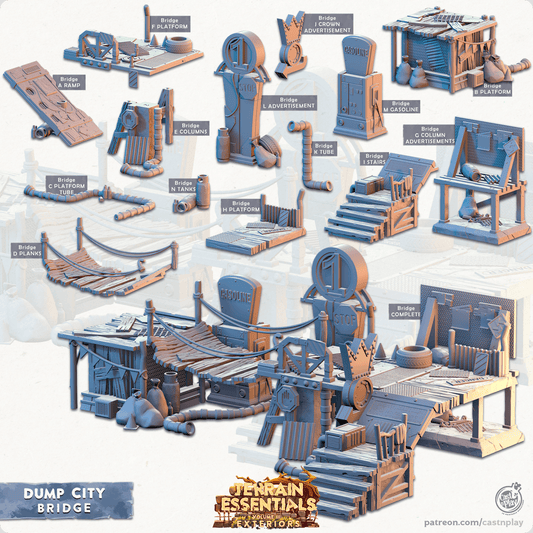 3D Printed Cast n Play Bridge Dump City Set 28mm 32mm D&D - 3D Printing Boss 