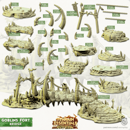 3D Printed Cast n Play Bridge Goblins Fort Set 28mm 32mm D&D - 3D Printing Boss 