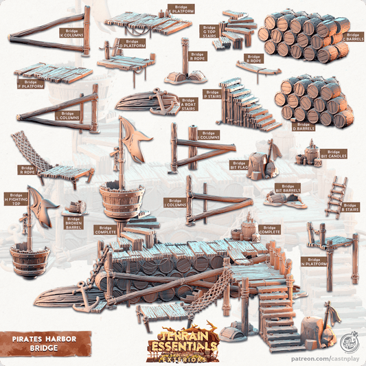3D Printed Cast n Play Bridge Pirates Harbor Set 28mm 32mm D&D - 3D Printing Boss 