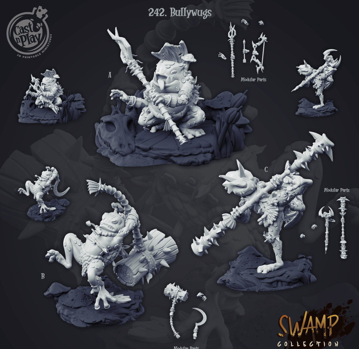 3D Printed Cast n Play Bullywugs Set Swamp Collection 28mm 32mm D&D - 3D Printing Boss 