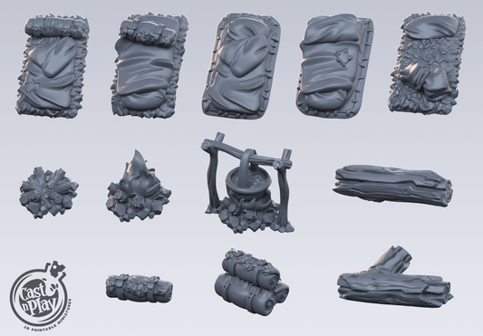 3D Printed Cast n Play - Camp Props 28mm 32mm D&D - 3D Printing Boss 